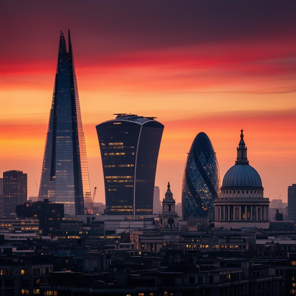 London skyline at dusk